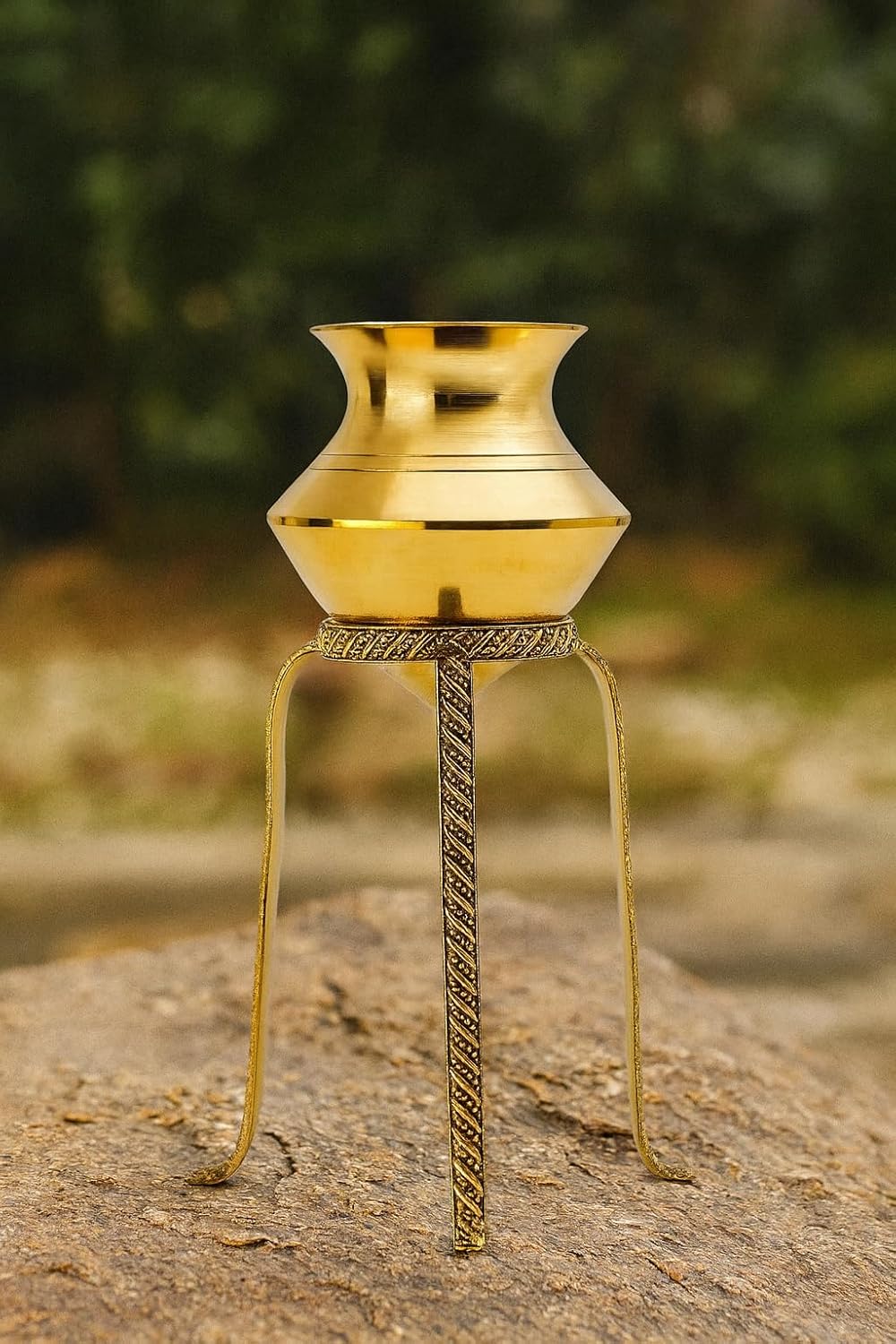Brass Shivling Jalabhishek Stand, Traditional Design, Gold, Decorative Hindu Puja Ritual Item with Brass Puja abhishekam Kalash