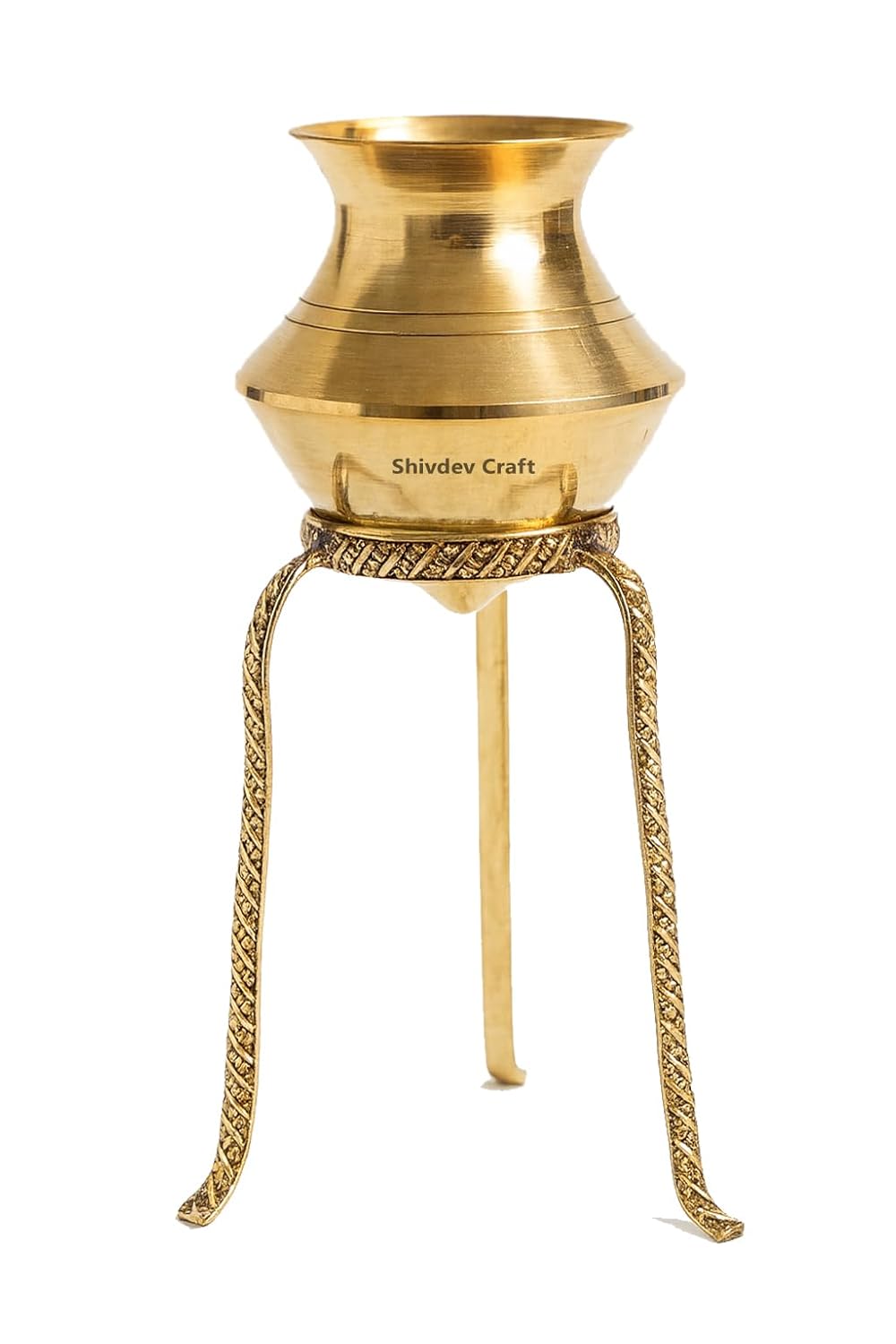 Brass Shivling Jalabhishek Stand, Traditional Design, Gold, Decorative Hindu Puja Ritual Item with Brass Puja abhishekam Kalash