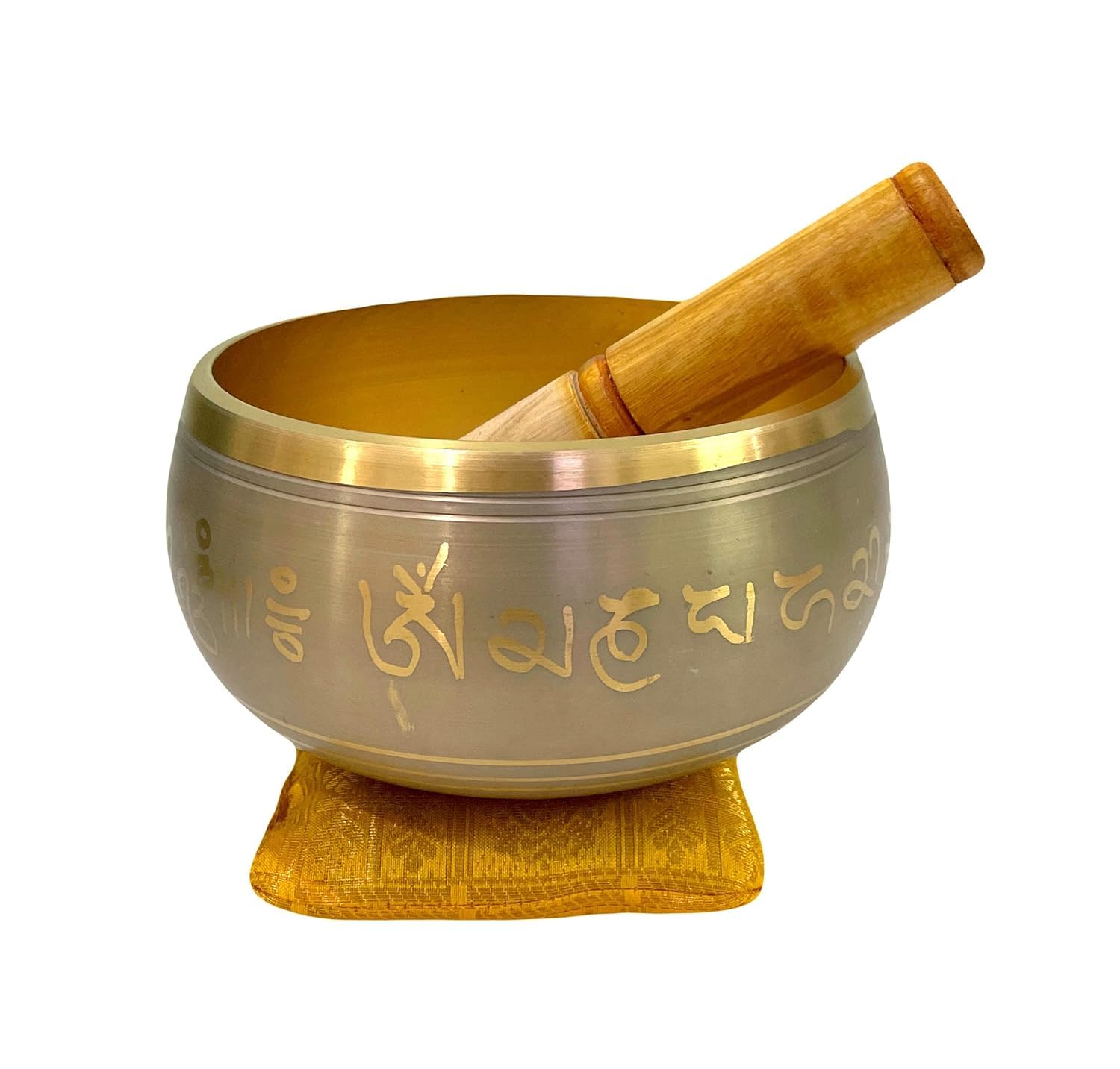 Sound Singing Bowl for stress relief Meditation with striker stick Bell Sound (6"X3" Grey)