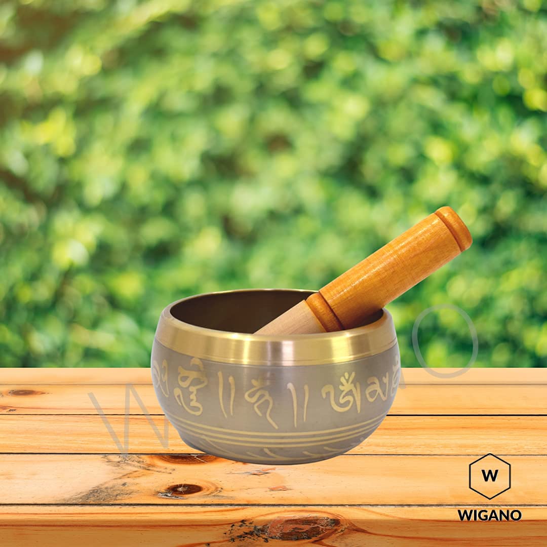 Sound Singing Bowl for stress relief Meditation with striker stick Bell Sound (6"X3" Grey)