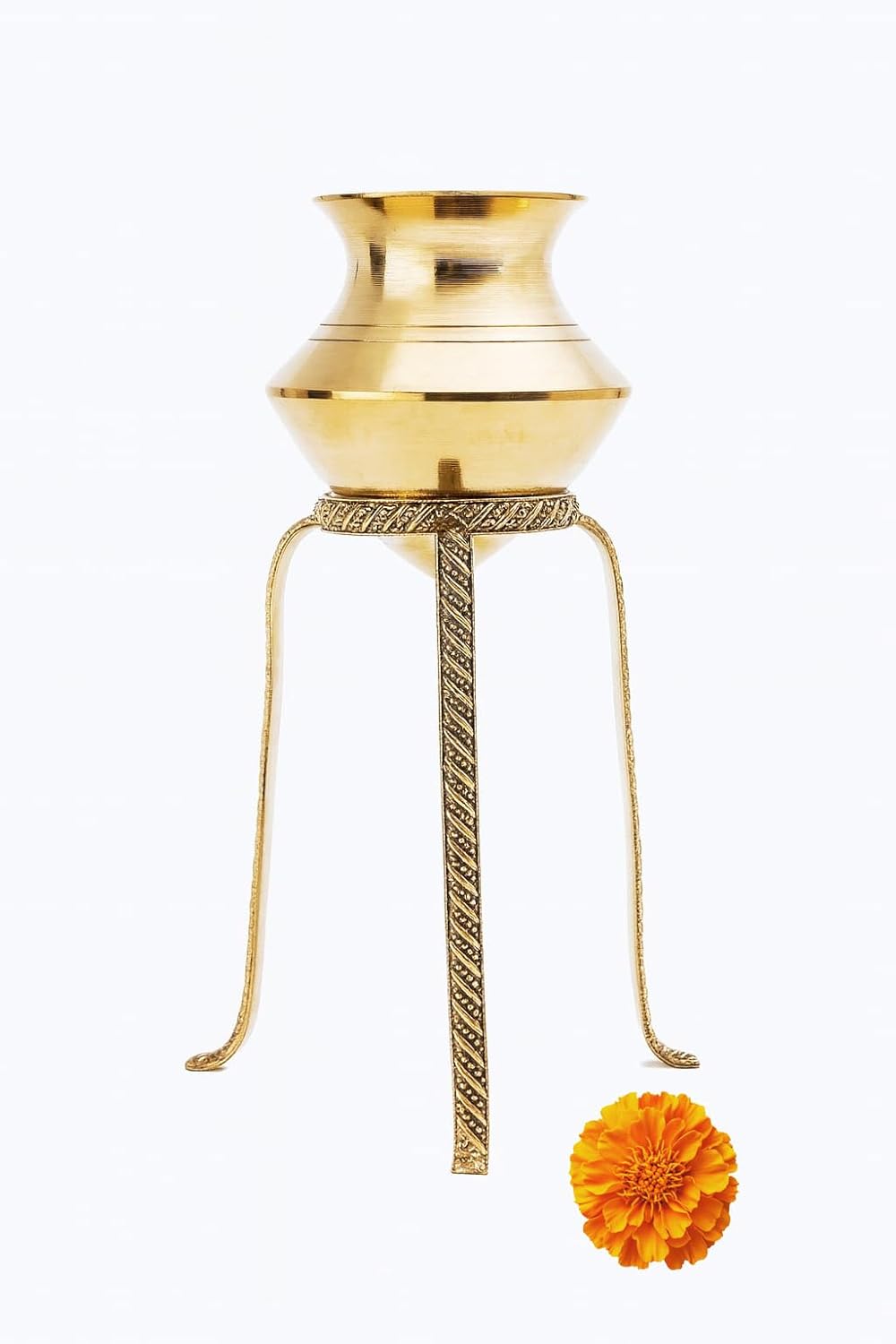 Brass Shivling Jalabhishek Stand, Traditional Design, Gold, Decorative Hindu Puja Ritual Item with Brass Puja abhishekam Kalash